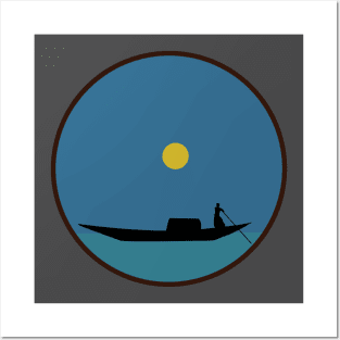 Boat on the sea Posters and Art